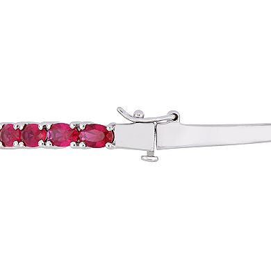 Stella Grace Sterling Silver Lab-Created Ruby Bangle Bracelet