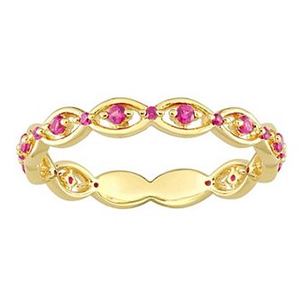 Stella Grace Gold Tone Sterling Silver Lab-Created Ruby Eternity Ring