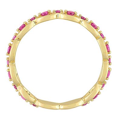 Stella Grace Gold Tone Sterling Silver Lab-Created Ruby Eternity Ring