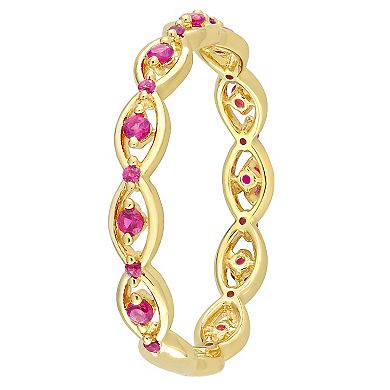 Stella Grace Gold Tone Sterling Silver Lab-Created Ruby Eternity Ring