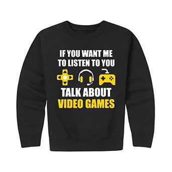 Boys 8-20 Talk About Video Games Crew Fleece Sweatshirt