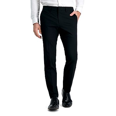 Haggar Men's 4-Way Stretch Ultra Slim Flat Front Dress Pant, Black, 32 x 32