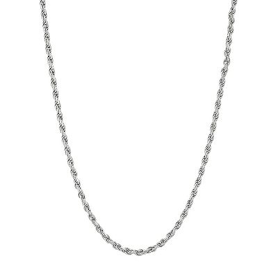 Sterling Silver 2.5 mm Rope Chain Necklace 20 in