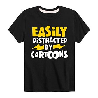 Boys 8-20 Distracted By Cartoons Graphic Tee