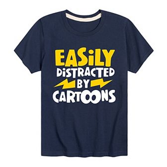 Boys 8-20 Distracted By Cartoons Graphic Tee