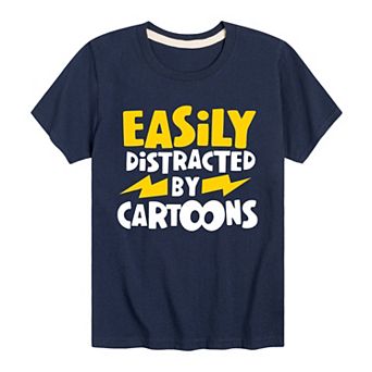 Boys 8-20 Distracted By Cartoons Graphic Tee