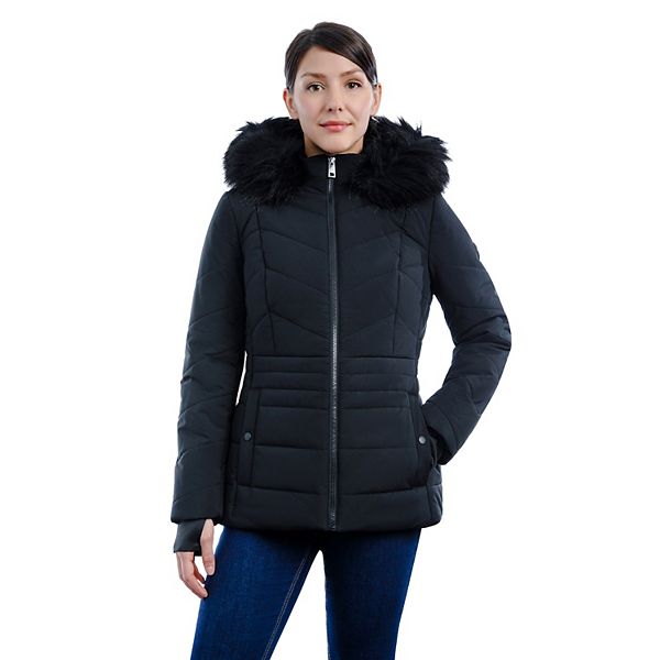 Women's London Fog Faux-Fur Hood Puffer Jacket