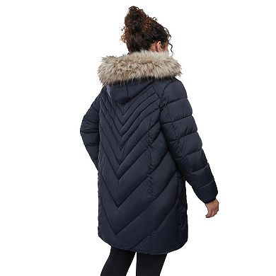Plus Size London Fog Faux-Fur Hood Puffer Walker Coat