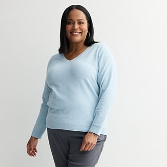 Plus Size Croft & Barrow® Extra Soft V-Neck Sweater