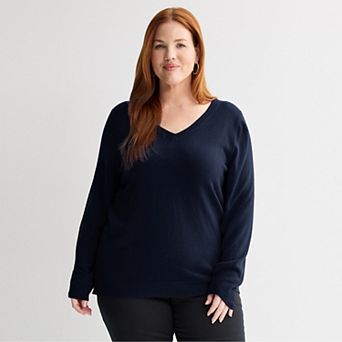 Plus Size Croft & Barrow® Extra Soft V-Neck Sweater