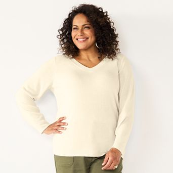 Plus Size Croft & Barrow® Extra Soft V-Neck Sweater