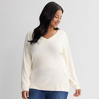 Plus Size Croft & Barrow® Extra Soft V-Neck Sweater
