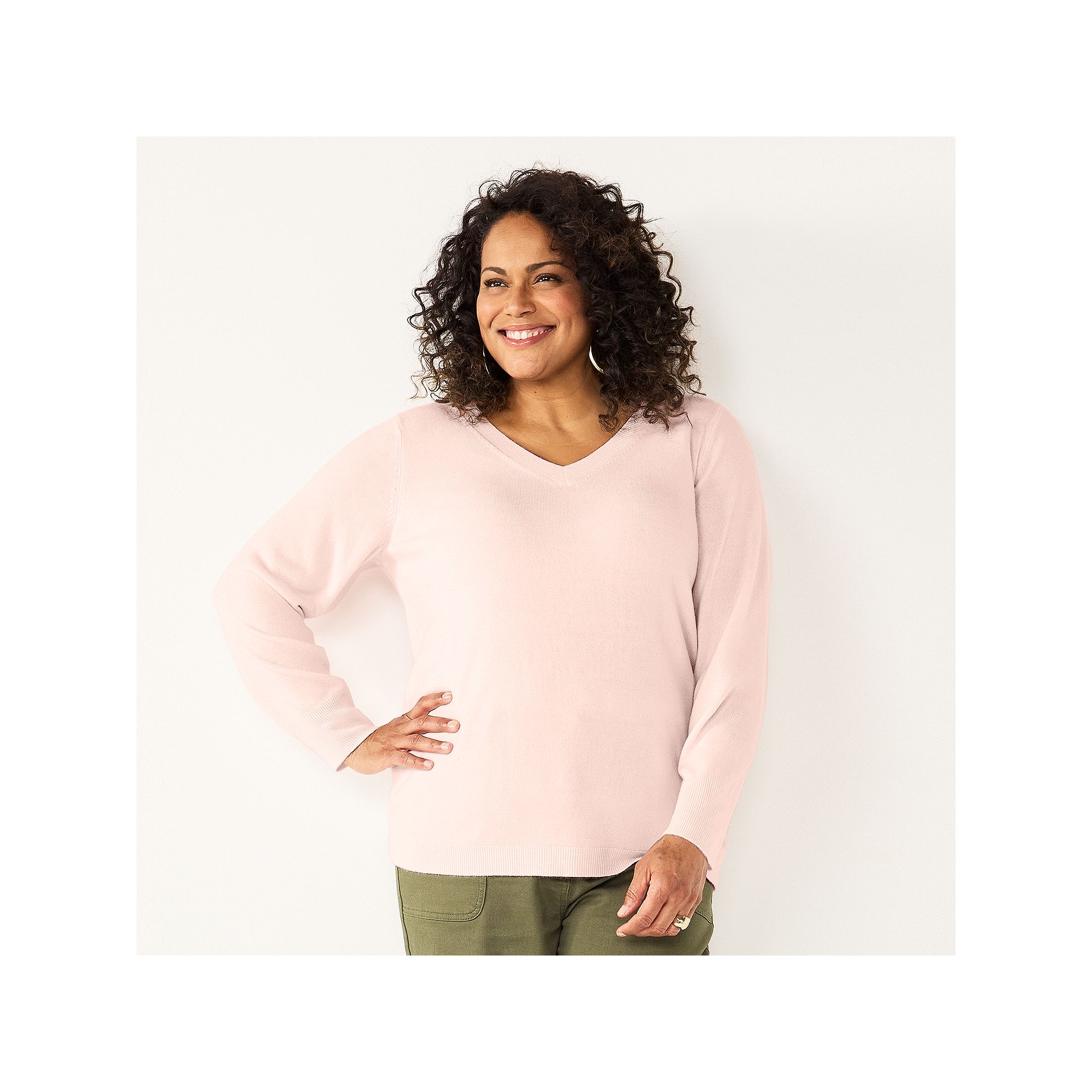 Plus Size Croft & Barrow® Extra Soft V-Neck Sweater, Womens, Size: 2XL, L