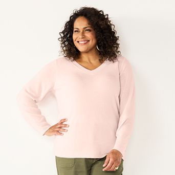 Plus Size Croft & Barrow® Extra Soft V-Neck Sweater