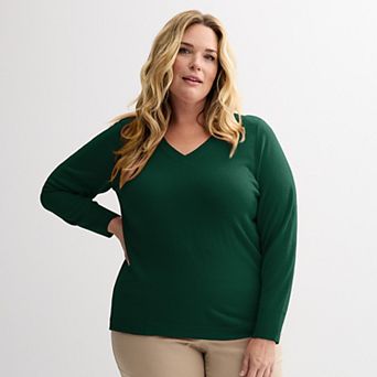 Plus Size Croft & Barrow® Extra Soft V-Neck Sweater