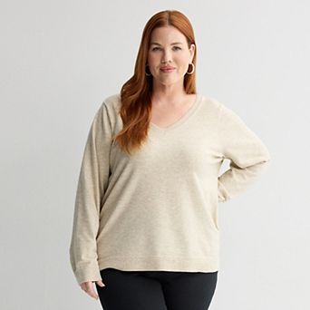 Plus Size Croft & Barrow® Extra Soft V-Neck Sweater