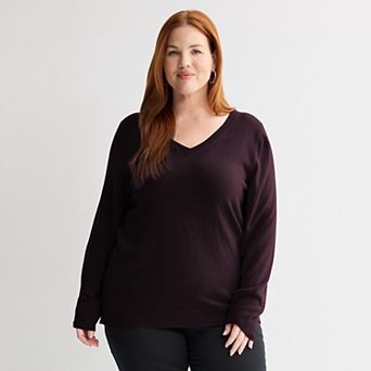 Plus Size Croft & Barrow® Extra Soft V-Neck Sweater