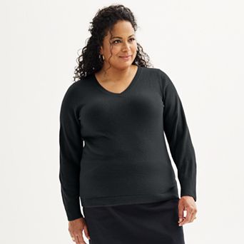 Plus Size Croft & Barrow® Extra Soft V-Neck Sweater