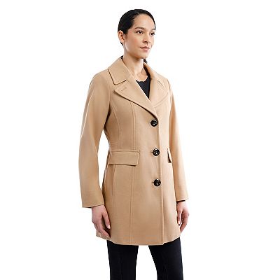 Petite London Fog Wool Blend Peacoat