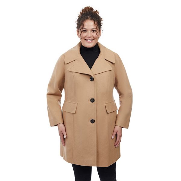 Plus Size London Fog Wool-Blend Peacoat