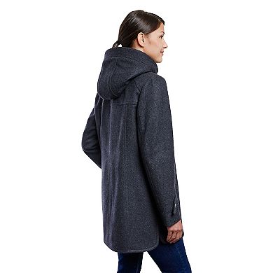 Women's London Fog Faux-Sherpa Hood Wool-Blend Coat