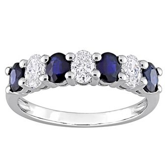 Stella Grace 14k White Gold Sapphire & 1/2 ct T.W. Diamond Semi-Eternity Ring