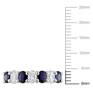 Stella Grace 14k White Gold Sapphire & 1/2 CT T.W. Diamond Semi-Eternity Ring