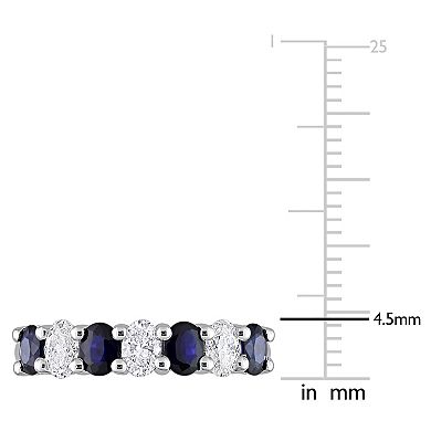 Stella Grace 14k White Gold Sapphire & 1/2 CT T.W. Diamond Semi-Eternity Ring