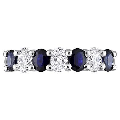 Stella Grace 14k White Gold Sapphire & 1/2 CT T.W. Diamond Semi-Eternity Ring