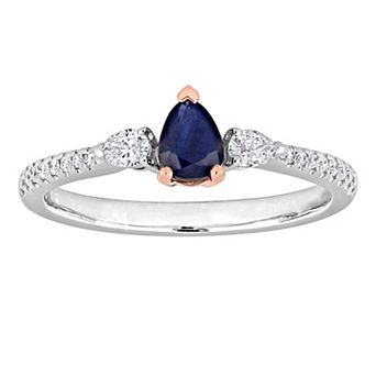 Stella Grace 14k Two Tone Gold Sapphire & 1/4 Carat T.W. Diamond Teardrop Engagement Ring
