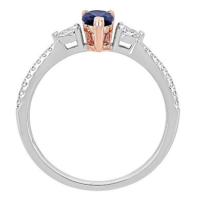 Stella Grace 14k Two Tone Gold Sapphire & 1/4 Carat T.W. Diamond Teardrop Engagement Ring