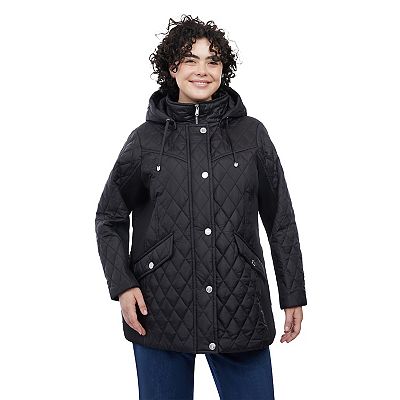 Plus Size London Fog Hooded Quilted Jacket