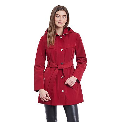 Women's London Fog Hooded Water-Resistant Rain Coat