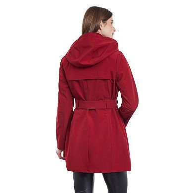 Women's London Fog Hooded Water-Resistant Rain Coat