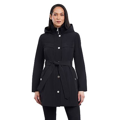 LONDON FOG Missy Double Collar Coat, Water hot Resistant, Hooded, Black, Small NWT