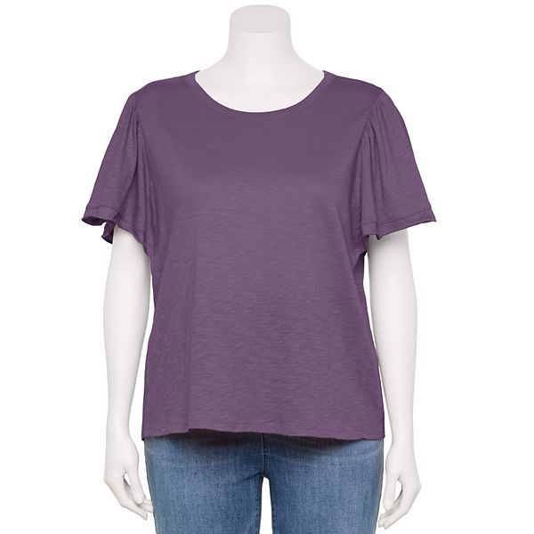 Plus Size Sonoma Goods For Life Seamed Flutter Sleeve Top