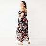 Juniors' Plus Size Speechless Ruffled High-Low Hem Maxi Dress