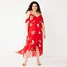 Juniors' Plus Size Speechless Ruffled High-Low Hem Maxi Dress