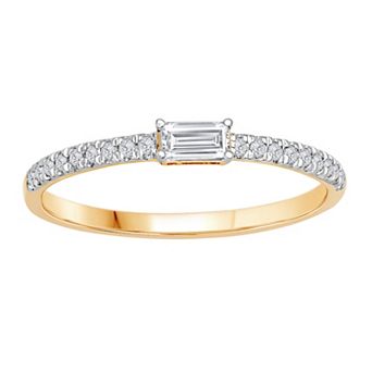 Diamond Medley 10k Gold 1/5 Carat T.W. Diamond Baguette Stack Ring