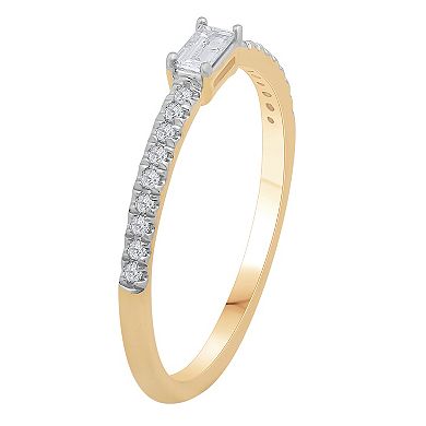 10k Gold 1/5 Carat T.W. Diamond Baguette Center Stack Ring
