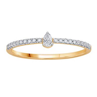 10k Gold 1/6 Carat T.W. Diamond Teardrop Stackable Ring