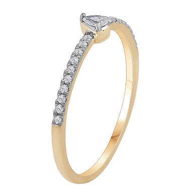 10k Gold 1/6 Carat T.W. Diamond Pear Center Stack Ring