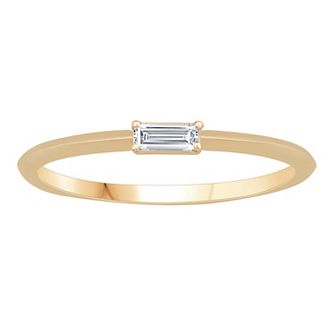 10k Gold Baguette Diamond Accent Petite Stack Ring