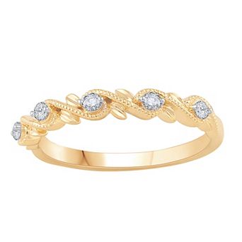 Diamond Medley 10k Gold 1/6 Carat T.W. Diamond Vintage Stackable Ring