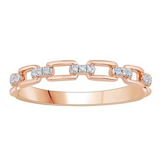 10k Rose Gold Diamond Accent Paper Clip Stackable Ring