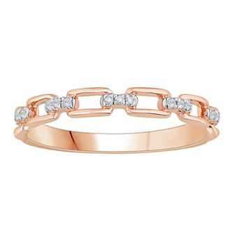 Diamond Medley 10k Rose Gold Diamond Accent Paper Clip Stackable Ring