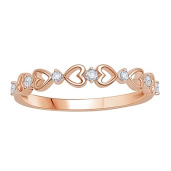 Diamond Medley 10k Rose Gold 1/10 Carat T.W. Diamond Heart Stackable Ring