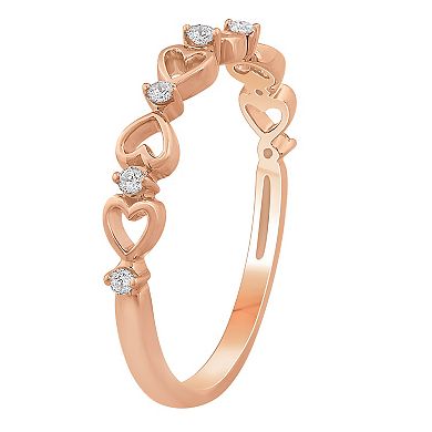 10k Rose Gold 1/10 Carat T.W. Diamond Heart Stackable Ring