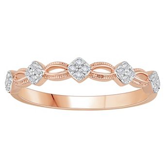 Diamond Medley 10k Rose Gold 1/10 Carat T.W. Diamond Station Stackable Ring