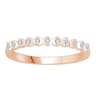 10k Rose Gold Diamond Accent Half Eternity Stack Ring